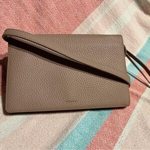 ALL SAINTS Taupe Leather Clutch/Crossbody Bag